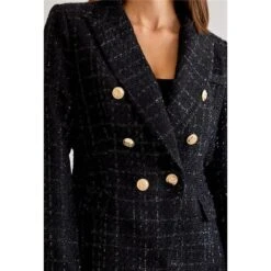 Titelseite -Default Template 1 damen boucle blazer jacke mit goldenen knoepfen schwarz2