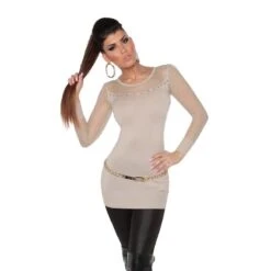 Edler Damen Feinstrick-Pullover Longpulli Mit Spitze Beige 11 Edler Damen Feinstrick-Pullover Longpulli Mit Spitze Beige -Default Template 1 edler damen feinstrick pullover longpulli mit spitze beige6