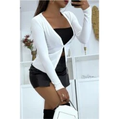 Titelseite -Default Template 1 elegante damen strickjacke feinstrick cardigan weiss2