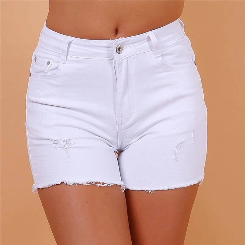 Sexy Damen Stretch Jeans Hotpants Shorts Ausgefranst Weiß 1 Sexy Damen Stretch Jeans Hotpants Shorts Ausgefranst Weiß