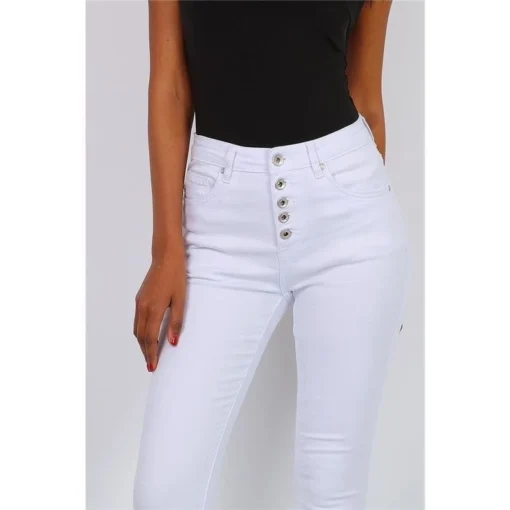 Skinny Damen Stretch Röhrenjeans Mit Knopfleiste Weiß 8 Skinny Damen Stretch Röhrenjeans Mit Knopfleiste Weiß -Default Template 1 skinny damen stretch roehrenjeans mit knopfleiste weiss