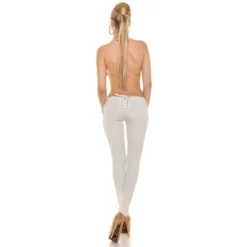 Skinny Damen Treggings Hose In Leder-Look Mit Schnürung Weiß 11 Skinny Damen Treggings Hose In Leder-Look Mit Schnürung Weiß -Default Template 1 skinny damen treggings hose in leder look mit schnuerung weiss5